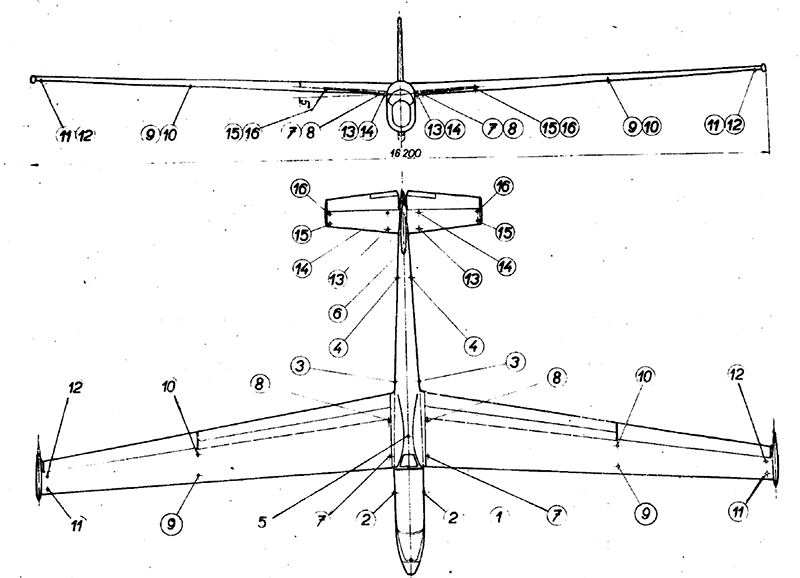 Рис. 2. Чертеж нивелировки (фронтальная и горизонтальная проекции)