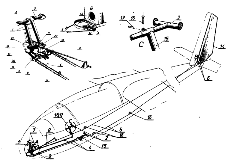 Рис. 22. Управление рулем направления
